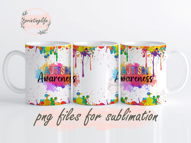 Autism Mug, Embrace Neurodiversity, Heart Rainbow Puzzle Mug Wrap Design, Instant Digital Design Download Mug Wrap Design, Mug Design PNG Sublimation PrintingLife 