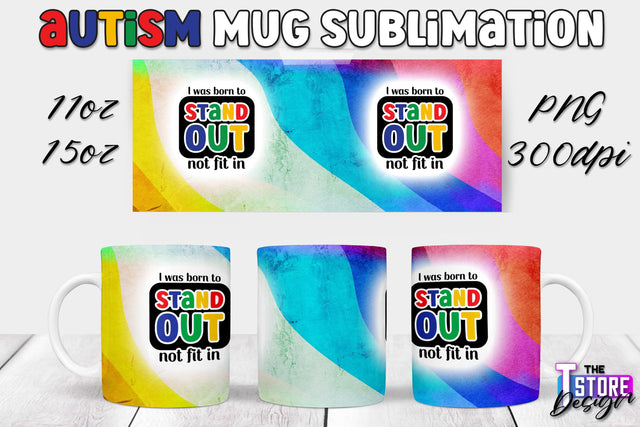 Autism Mug Sublimation | 11 oz 15 oz Mug | PNG File Sublimation The T Store Design 