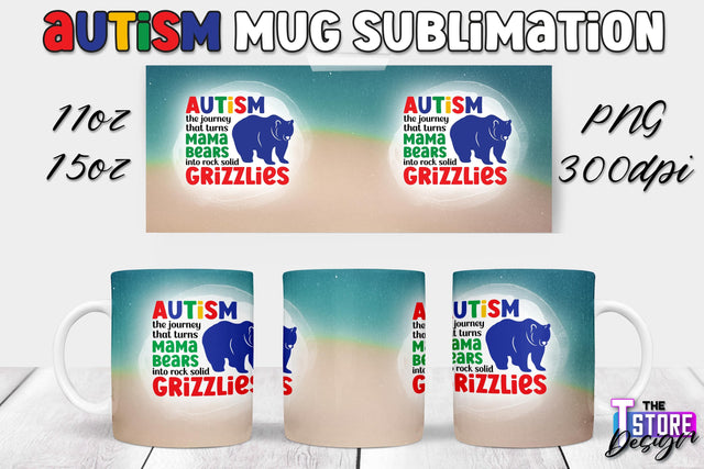 Autism Mug Sublimation | 11 oz 15 oz Mug | PNG File Sublimation The T Store Design 