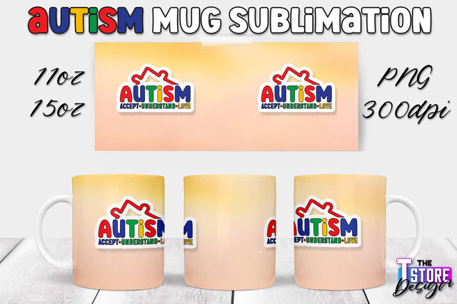 Autism Mug Sublimation | 11 oz 15 oz Mug | PNG File Sublimation The T Store Design 