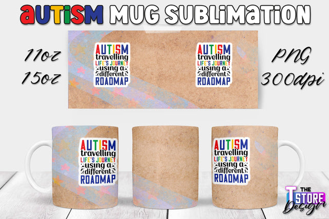 Autism Mug Sublimation | 11 oz 15 oz Mug | PNG File Sublimation The T Store Design 