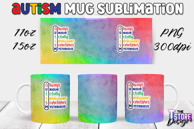 Autism Mug Sublimation | 11 oz 15 oz Mug | PNG File Sublimation The T Store Design 