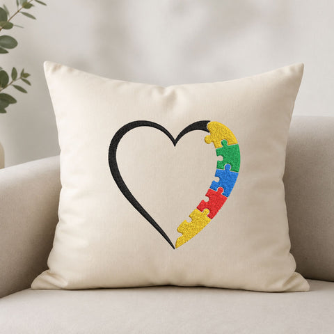 Autism Puzzle Heart Outline Machine Embroidery Design – Awareness Embroidery File Embroidery/Applique DESIGNS PatternFeed8 