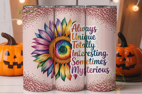 Autism Sunflower Tie-Dye 20oz Tumbler Sublimation PixelChick 