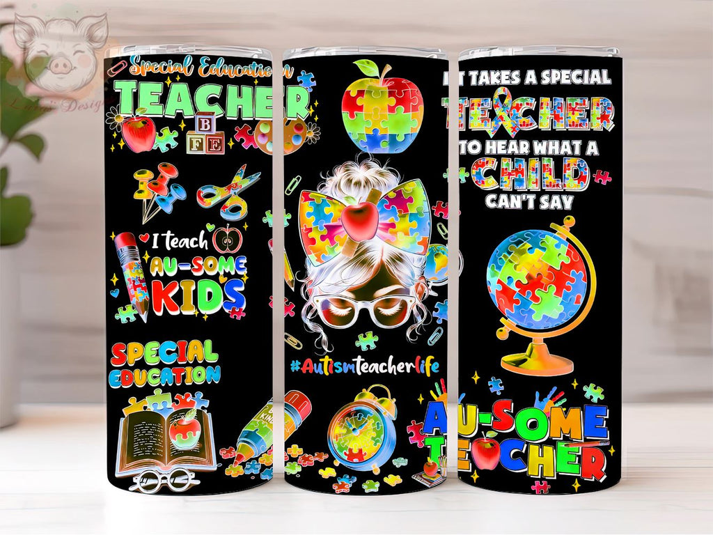 Autism Teacher 20oz Tumbler Png, Straight & Tapered Tumbler Png, Autism ...