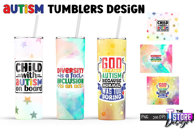 Autism Tumbler | Autism Awareness PNG Design | 20 Oz Tumbler | Tumbler Wrap v.1 Sublimation The T Store Design 