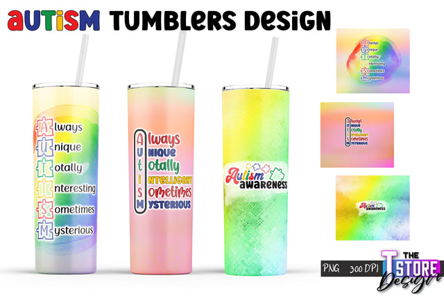 Autism Tumbler | Autism Awareness PNG Design | 20 Oz Tumbler | Tumbler Wrap v.1 Sublimation The T Store Design 