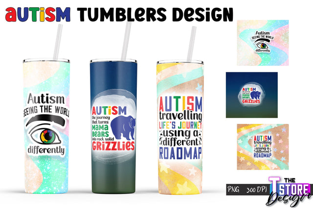 Autism Tumbler | Autism Awareness PNG Design | 20 Oz Tumbler | Tumbler Wrap v.1 Sublimation The T Store Design 