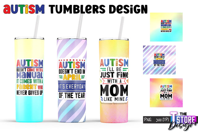 Autism Tumbler | Autism Awareness PNG Design | 20 Oz Tumbler | Tumbler Wrap v.1 Sublimation The T Store Design 