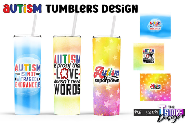 Autism Tumbler | Autism Awareness PNG Design | 20 Oz Tumbler | Tumbler Wrap v.1 Sublimation The T Store Design 