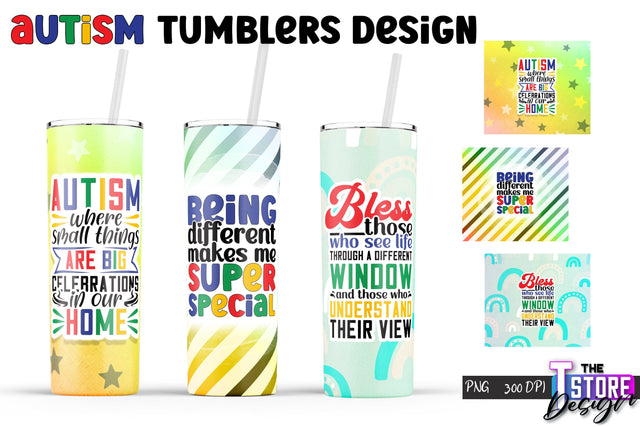 Autism Tumbler | Autism Awareness PNG Design | 20 Oz Tumbler | Tumbler Wrap v.1 Sublimation The T Store Design 
