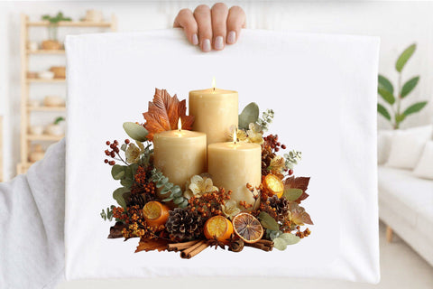 Autumn Aesthetic Elements PNG Clipart Bundle. Sublimation SVGArt 