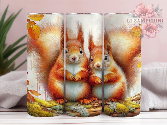 Autumn Alcohol Ink Squirrel Tumbler, Autumn Alcohol Ink Pattern, Cozy Wildlife Design, 20Oz Sublimation Wrap, Seasonal Forest Art, Rustic Heart Texture, Tumbler Sublimation Sublimation Li Zamperini 
