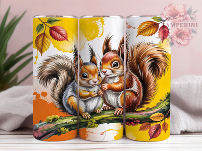 Autumn Alcohol Ink Squirrel Tumbler, Autumn Alcohol Ink Pattern, Cozy Wildlife Design, 20Oz Sublimation Wrap, Seasonal Forest Art, Rustic Heart Texture, Tumbler Sublimation Sublimation Li Zamperini 