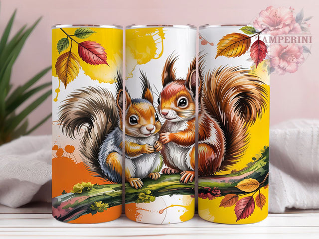 Autumn Alcohol Ink Squirrel Tumbler, Autumn Alcohol Ink Pattern, Cozy Wildlife Design, 20Oz Sublimation Wrap, Seasonal Forest Art, Rustic Heart Texture, Tumbler Sublimation Sublimation Li Zamperini 