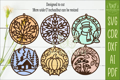 Autumn and Winter Suncatcher bundle SVG APInspireddesigns 