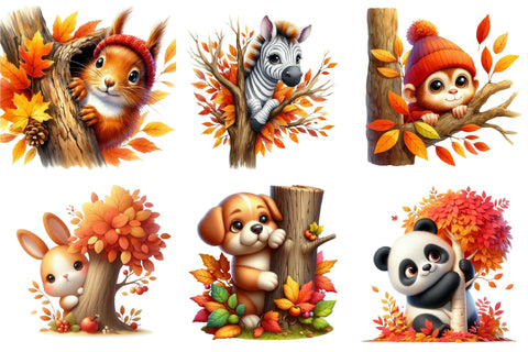 Autumn Animal Clipart, Fall Clipart Sublimation designartist 