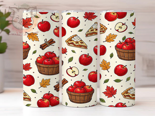 Autumn Apple Harvest 20oz Tumbler, Apple Harvest, Autumn Theme, Fall Season, Rustic Charm, Cozy Style, 20oz Wrap, Sublimation Tumbler Sublimation Lara' s Designs 