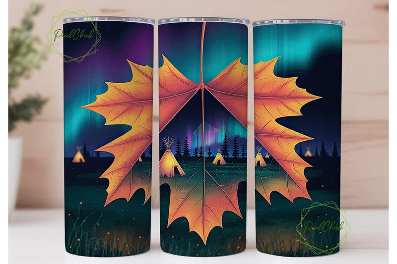 Autumn Aurora Teepee 20oz Tumbler Wrap Sublimation PixelChick 