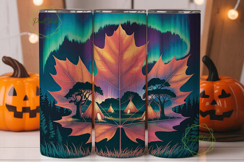 Autumn Aurora Teepee 20oz Tumbler Wrap Sublimation PixelChick 