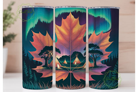 Autumn Aurora Teepee 20oz Tumbler Wrap Sublimation PixelChick 