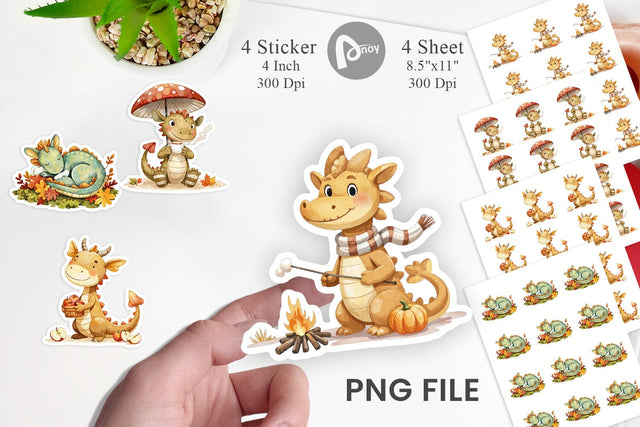 Autumn Baby Dragons Sticker Sublimation artnoy 