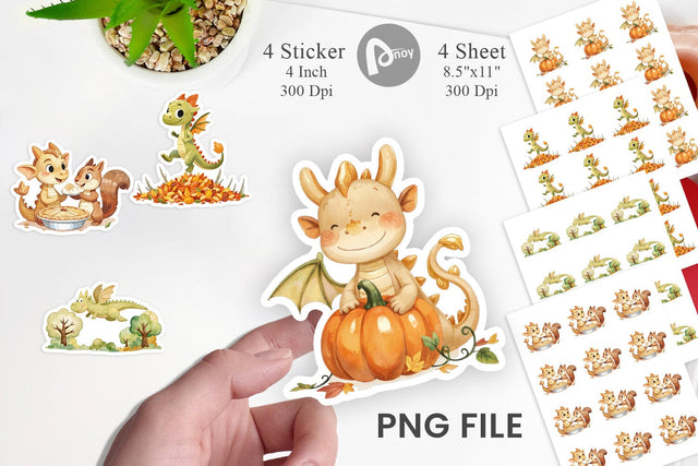 Autumn Baby Dragons Sticker Sublimation artnoy 