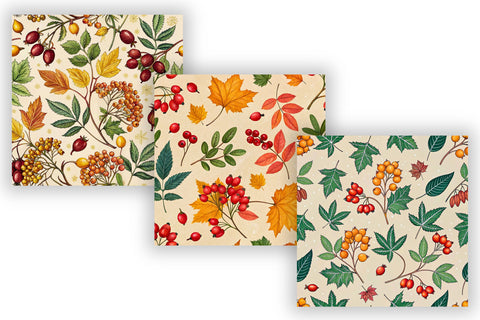 Autumn Berries & Foliage Seamless Pattern, Autumn Craft Work, Autumn Pattern, Fall Pattern, Scrapbook Kit, Autumn Leaves, Autumn Vibe Digital Pattern FloridPrintables 