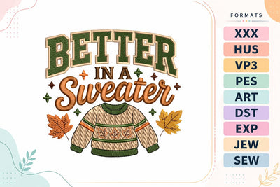 Autumn Better In A Sweater Embroidery Design Embroidery/Applique DESIGNS sg embroidery 