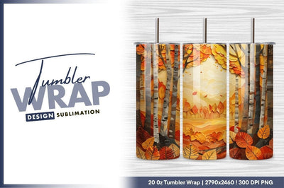 Autumn birch forest tumbler png art Sublimation Regulrcrative 