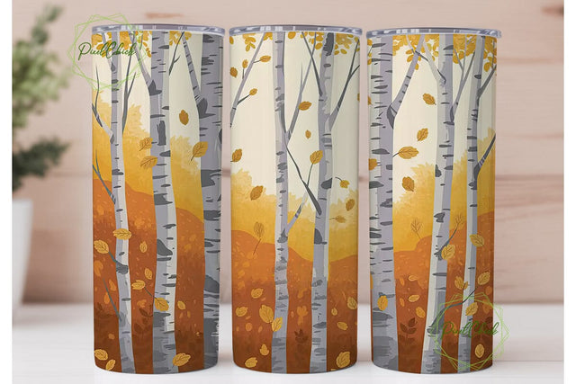 Autumn Birch Trees 20oz Tumbler Wrap Sublimation PixelChick 