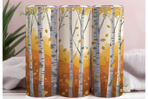 Autumn Birch Trees 20oz Tumbler Wrap Sublimation PixelChick 