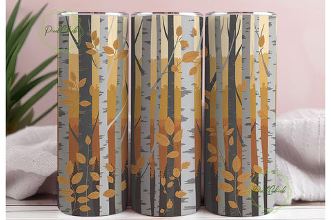 Autumn Birch Trees 20oz Tumbler Wrap Sublimation PixelChick 