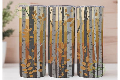 Autumn Birch Trees 20oz Tumbler Wrap Sublimation PixelChick 