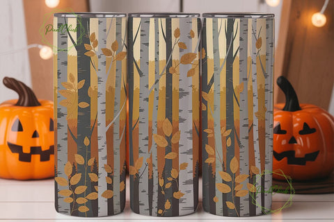 Autumn Birch Trees 20oz Tumbler Wrap Sublimation PixelChick 