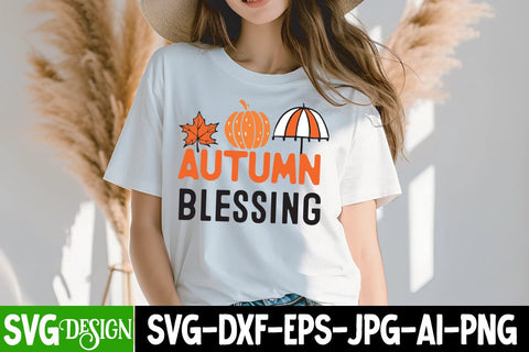 Autumn Blessing SVG Cut File, Autumn Blessing Sublimation PNG,Thanksgiving SVG Quotes , Thanksgiving SVG Design , Fall SVG Design, Autumn SVG Cut File SVG BlackCatsMedia 