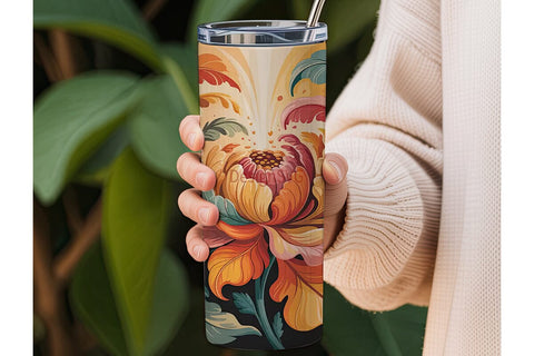 Autumn Bloom 20oz Tumbler Wrap Sublimation DesignSVG 