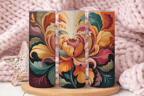 Autumn Bloom 20oz Tumbler Wrap Sublimation DesignSVG 