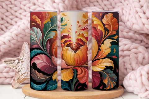 Autumn Bloom 20oz Tumbler Wrap Sublimation DesignSVG 