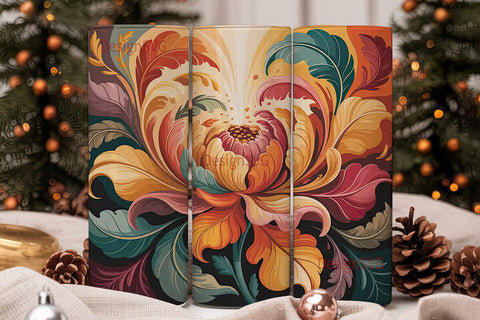 Autumn Bloom 20oz Tumbler Wrap Sublimation DesignSVG 