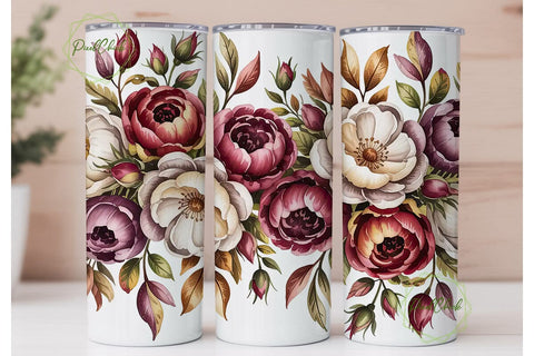 Autumn Bloom Floral 20oz Tumbler Wrap Sublimation PixelChick 