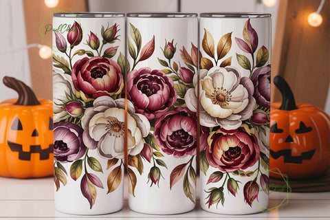 Autumn Bloom Floral 20oz Tumbler Wrap Sublimation PixelChick 
