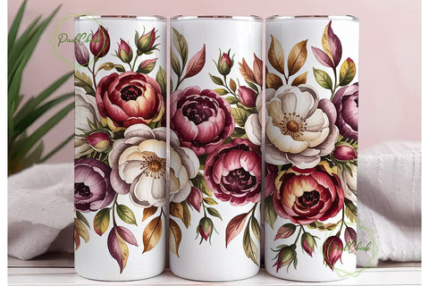 Autumn Bloom Floral 20oz Tumbler Wrap Sublimation PixelChick 