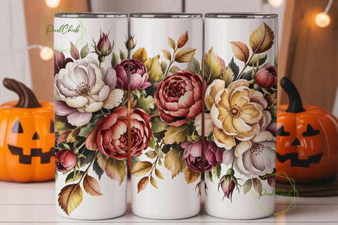 Autumn Bloom Floral 20oz Tumbler Wrap Sublimation PixelChick 