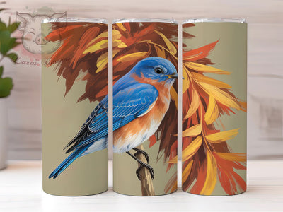 Autumn Bluebird Nature Tumbler Wrap, Autumn Tumbler Png, 20oz Skinny Tumbler, Woodland Bird Tumbler, Sublimation Download, Nature Lover Gift, Memorial Tumbler Design Sublimation Lara' s Designs 