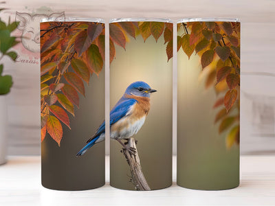 Autumn Bluebird Nature Tumbler Wrap, Autumn Tumbler Png, 20oz Skinny Tumbler, Woodland Bird Tumbler, Sublimation Download, Nature Lover Gift, Memorial Tumbler Design Sublimation Lara' s Designs 