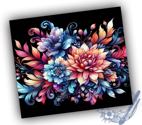 Autumn Boho 20oz Skinny Tumbler PNG,Halloween Flower Tumbler Sublimation Wrap, Straight & Tapered Tumbler Wrap, Instant Digital Download Sublimation ToriDesigns 