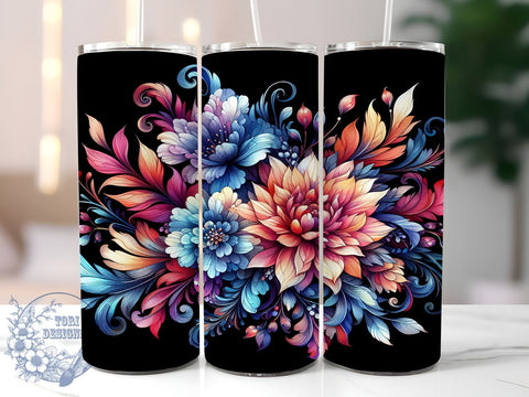 Autumn Boho 20oz Skinny Tumbler PNG,Halloween Flower Tumbler Sublimation Wrap, Straight & Tapered Tumbler Wrap, Instant Digital Download Sublimation ToriDesigns 