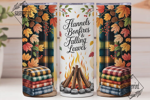 Autumn Bonfire Flannels 20oz Tumbler Sublimation sassyprint 