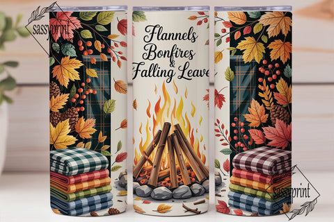 Autumn Bonfire Flannels 20oz Tumbler Sublimation sassyprint 